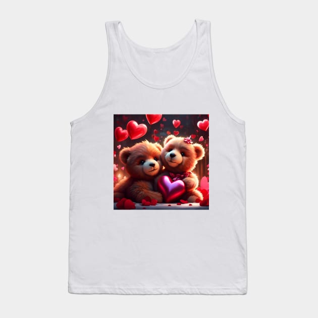 Teddy celebrating Valentines day, randome floating love hearts Tank Top by Colin-Bentham